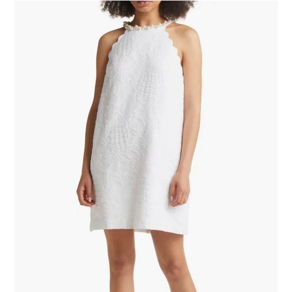 Lilly Pulitzer White Scalloped Halter Mini Dress